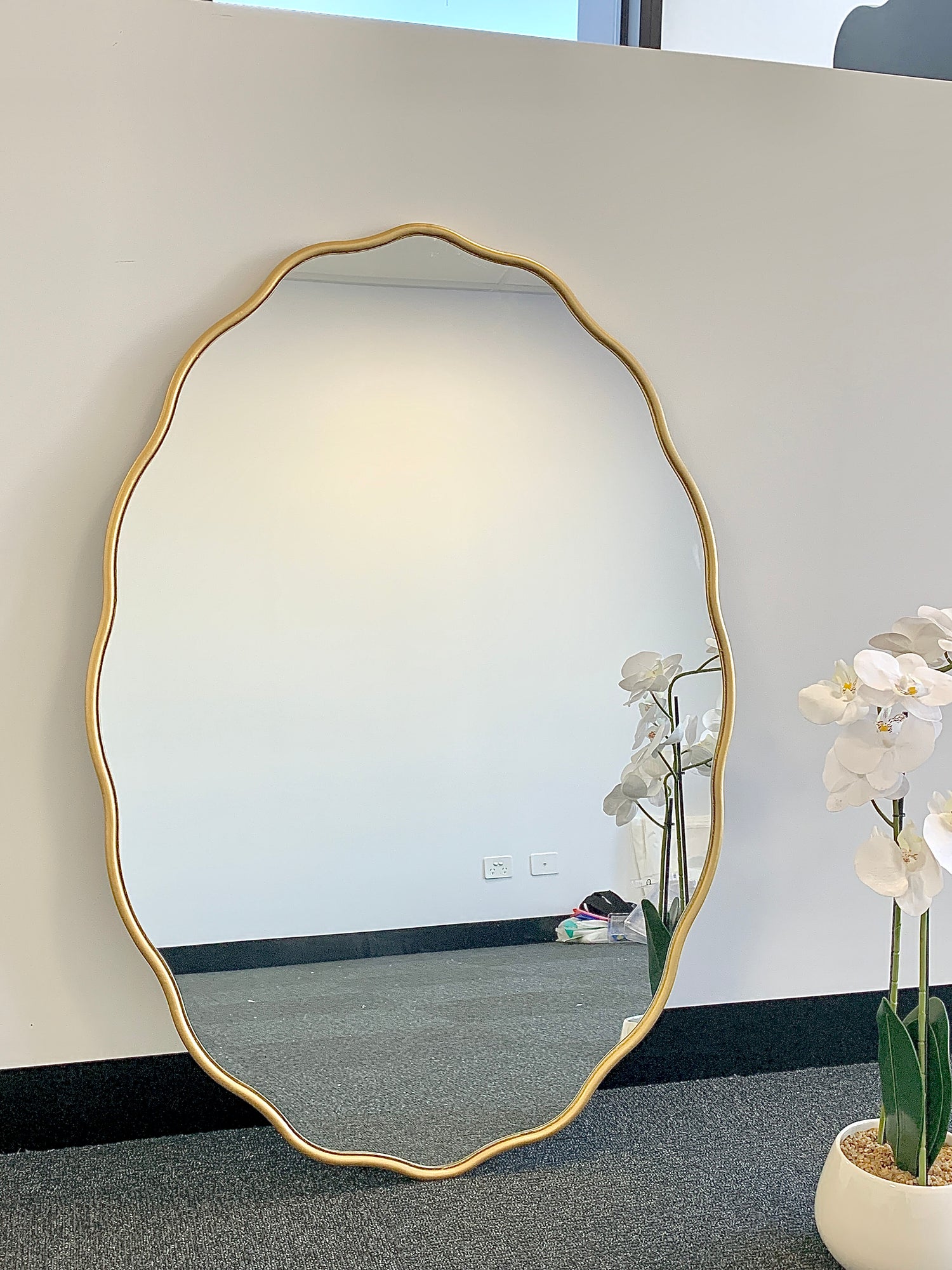 Gold Wavey Oval Mirror 100CM x 70CM