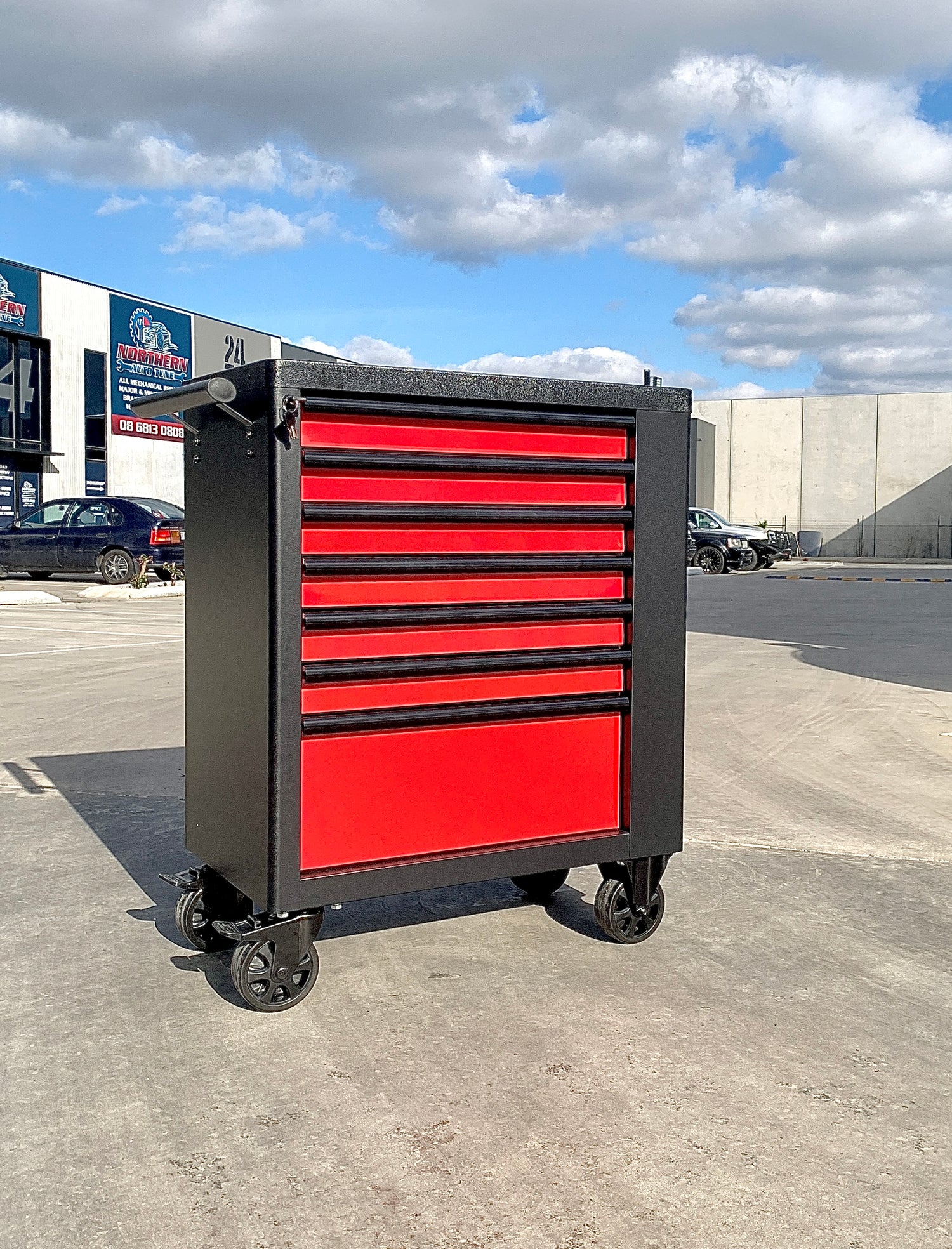 [50km Free Delivery] 7 Drawers Heavy Duty Steel Mobile Toolbox Tool Cabinet Cart Trolley Storage Chest Black&Red