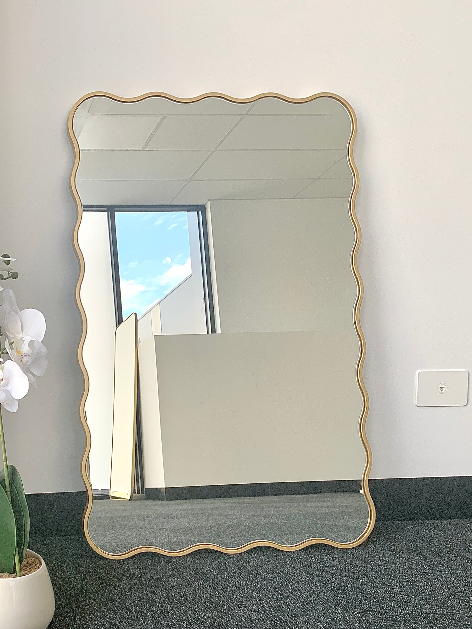 Gold Wavy Rectangular Mirror Wave Home Decor Mirror 91CM x 60CM