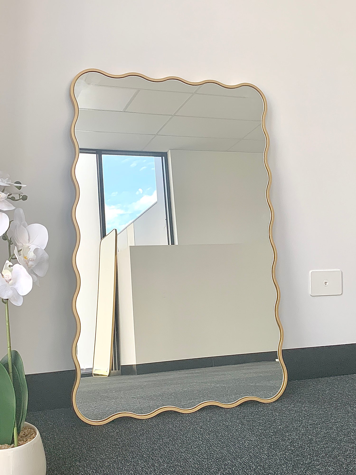 Gold Wavy Rectangular Mirror Wave Home Decor Mirror 91CM x 60CM