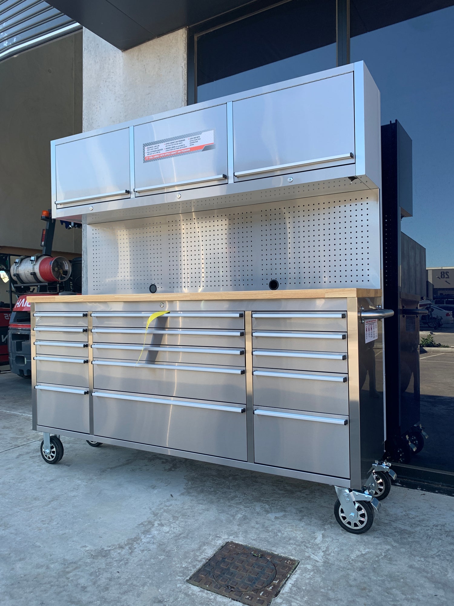 72" 1.8M 18 Drawer Stainless Steel Tool Trolley Box Tool Cabinet