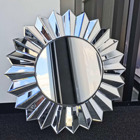[Free Delivery] Sunburst Round Frameless Decorative Mirror – 80cm Large Accent Wall Mirror